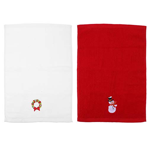 BESTonZON Weihnachtsdekoration 2Pcs Weihnachtshandtücher Stickerei Schneemann Kranz Muster Weihnachten Badetuch für Hand Gesicht Fitnessstudio Weihnachtsfeier Home Badezimmer Dekoration von BESTonZON