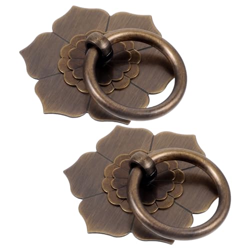 BESTonZON 2St Schrankgriffe mit einem Loch Schrankringgriffe Kommode Schminktisch Schrankknopf aus Metall Schubladengriffe aus Metall klassisch handhaben Trimmer Lotus Ringe von BESTonZON