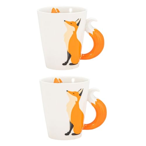 BESTonZON 2st Keramikbecher Fuchs-trinkgläser Teetasse Aus Keramik Die Bürotasse Vintage Kaffeetasse Kaffeetassen Für Paare Kaffeetasse Aus Keramik Liebhaber Glas Wasserbecher von BESTonZON