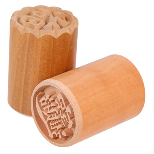 BESTonZON 2st Stempel Mondkuchen Keksstempel Mit Fu-muster Cookie-dekorationsstempel Diy Stempel Herbstkuchenstempel Fontana Weiße Schokoladensauce Kleines Frisches Fleisch 3d Holz Gestalter von BESTonZON