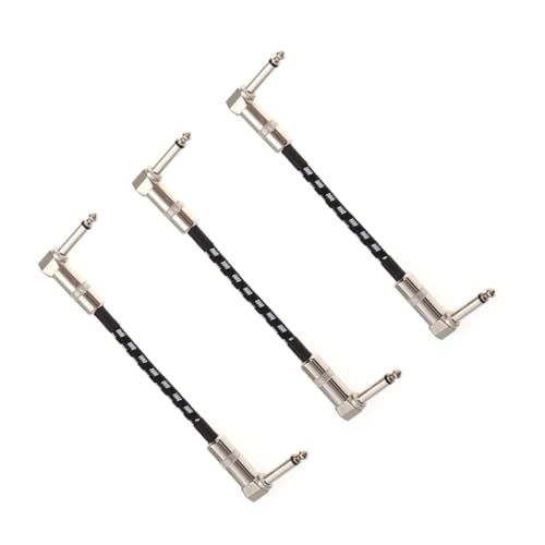 BESTonZON 3 STÜCKE Teiliges Gitarren Effektgerät Patchkabel mit Kupfer Doppelt Geschirmt Rechtwinklige und Gerade Klinkeninstrumentenkabel für Bass Keyboard Audioverstärker von BESTonZON