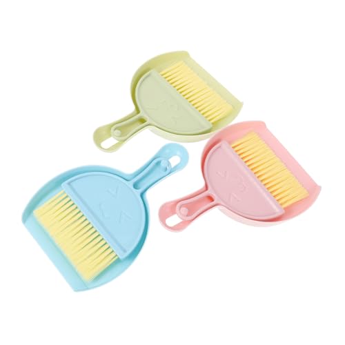 BESTonZON 3 Sätze Mini Kehrschaufel und Besen für Kleintierkäfige Reinigungsset aus Hochwertigem Praktische Aufhängung für Hamster Kaninchen und Meerschweinchen Sicheres Haustierzubehör von BESTonZON