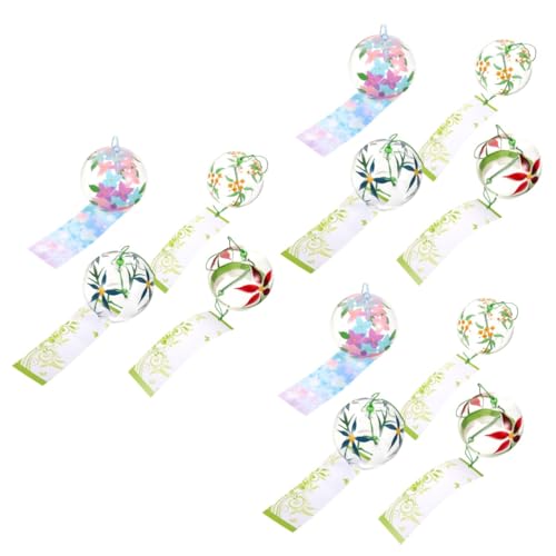 BESTonZON 3 Sätze Teiliges Japanische Glasklingel Windspiele Bunte Hängedekoration Für Garten Und Fenster Langlebig Mit Süßem Für Kreative DIY Projekte Religiöse Dekoration 4 Stück * 3 von BESTonZON