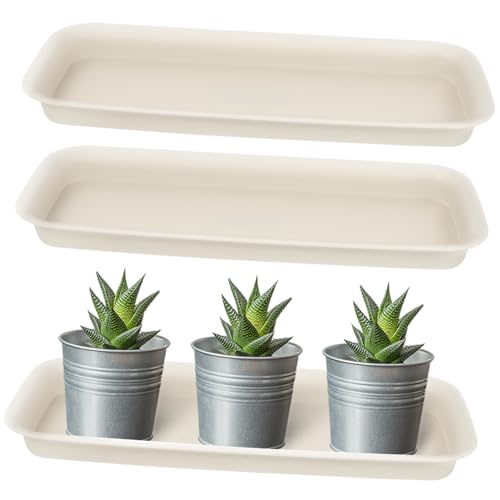BESTonZON 3 Stück Blumentopfuntersetzer Rechteckige Pflanzentabletts Robustem Kunststoff Wasserabweisend und Wiederverwendbar für und Außengebrauch von BESTonZON