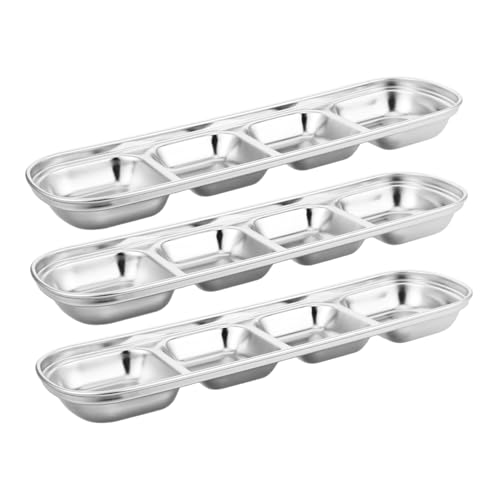 BESTonZON 3 Stück Geteilte Futterschalen für Haustiere Quadratische Dip Teller mit Fächern Platzsparend und Tragbar für Sojasauce und Gewürze von BESTonZON