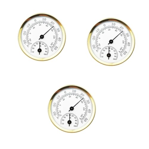 BESTonZON 3 Stück Mini Hygrothermograph Analog Hygrometer Thermometer mit Goldgehäuse Präziser Temperatur Feuchtigkeitsmesser Handlich für Kühlschrank Kühltruhe Innenräume Langlebig BESTonZON 3 Stück Mini Hygrothermograph Analog Hygrometer Thermometer mit Goldgehäuse Präziser Temperatur Feuchtigkeitsmesser Handlich für Kühlschrank Kühltruhe Innenräume Langlebig von BESTonZON