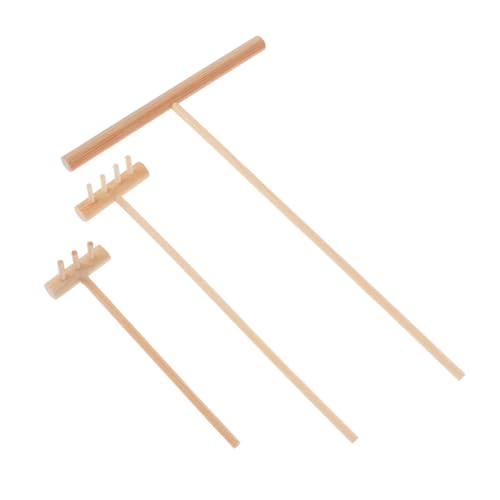 BESTonZON 3 Stück Mini Zen Garten Rechen Teiliges aus Holz Sand Glättwerkzeug für Desktop Sandkasten Mikro Landschaftsdekoration für Wohnzimmer Büro und Meditationsbereich von BESTonZON