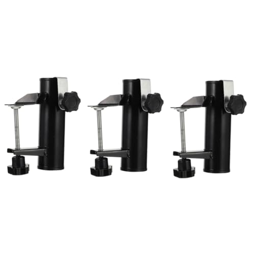 BESTonZON 3 Stück im Freien Ausschneiden gartenschirmständer Terrassenschirmhalterklemme Dachhalter im Freien UV Schirmversorgung -Tischclip-Halterung Stahl Black von BESTonZON