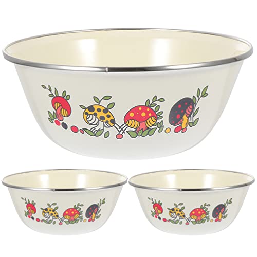 BESTonZON 3st Salatschüssel Aus Emaille Backen Kochen Popcorn-schüssel Lunch-bowls Rührschüssel Aus Emaille Suppenschüssel Aus Emaille Servierschüssel Aus Emaille Nudelschüssel Brot Baby von BESTonZON