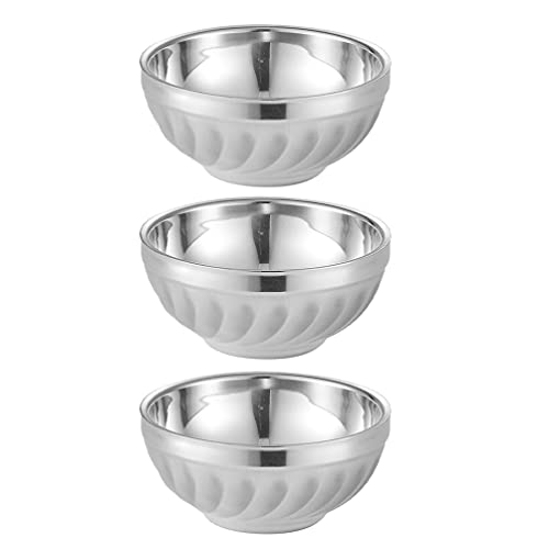 BESTonZON 3Pcs Edelstahl Schüssel Doppelwandige Wärme Isolierte Schüsseln für Suppe Nudeln Salat Mischen EIS Getreide Snacks Schalen 16Cm von BESTonZON