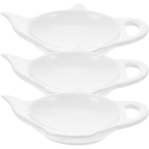 BESTonZON 3 Stück Teebeutelablage: Teebeutelhalter in Teekannenform Aus Weißem Porzellan, Dekorative Ablage Für Gebrauchte Teebeutel, Saucen Und Desserts, Teebeutel Ablageschale von BESTonZON
