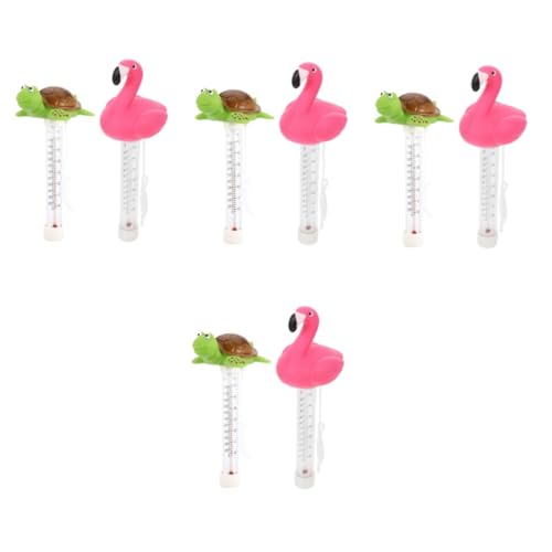BESTonZON 4 Sätze Flamingo Wasserthermometer Schwimmbäder Spas Badewannen Wasserthermometer Poolthermometer Schwimmender Pool Schwimmbadtemperaturthermometer 2 Stück * 4 von BESTonZON