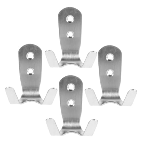 BESTonZON 4 Stück Edelstahl Wandhaken Doppelhaken Schwerlast Wandbefestigung für Kleidung Handtücher Taschen Rostfrei Einfache Befestigung Platzsparend Vielseitig für Indoor und Outdoor von BESTonZON