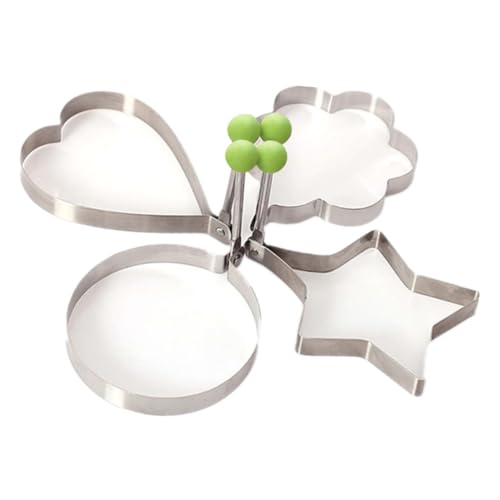 BESTonZON 4 Stück Herzförmig Eierkreise Zum Kochen Backformen Für Pfannkuchen Runder Eierkocherring Ausstecher Plätzchen Ausstecher Kuchen Pfannkuchenform Spiegeleier Rostfreier Stahl von BESTonZON