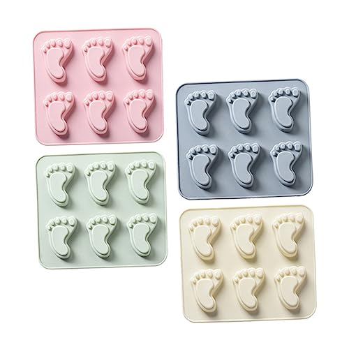 BESTonZON 4 Stück Fußabdruck-backform Babyfüße Cupcake Kochen Silikonformen Für Harz Eiswürfel Schokolade Aus Silikon Silikonfuß Gummiformen Aus Silikon Mousse Nachtisch Kieselgel Keks 3d von BESTonZON