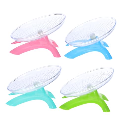 BESTonZON 4 Stück Hamster Laufrad Hamster Laufrad Kleines Haustier Leises Hamsterrad Neues Übungsrad Fächerförmiges Schloss Leises von BESTonZON