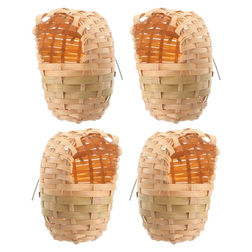 BESTonZON 4stücke Naturmaterial Vogelnest Handgewebt Mit Haken Vogelkäfig Für Garten Outdoor Hofdekoration Unterschlupf Für Vögel von BESTonZON