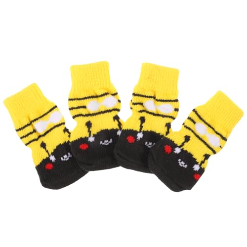BESTonZON 4 Stück Hundesocken mit Rutschfester Sohle Warme Baumwollsocken für Kleine Hunde Schützend und Komfortabel Waschbar und Geeignet für Kalte Jahreszeit für Welpen und Kleine Rassen BESTonZON 4 Stück Hundesocken mit Rutschfester Sohle Warme Baumwollsocken für Kleine Hunde Schützend und Komfortabel Waschbar und Geeignet für Kalte Jahreszeit für Welpen und Kleine Rassen von BESTonZON