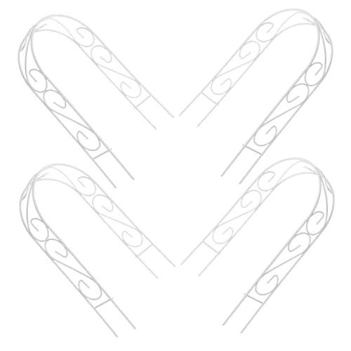 BESTonZON 4 Stück Mini -Gartenbogen Spalier für Kletterpflanzen Klettergerüst aus Weinreben Klettergerüst für Topfpflanzen Blumenständer für Garten Kletterrahmen für Pflanzen Eisen Weiß von BESTonZON