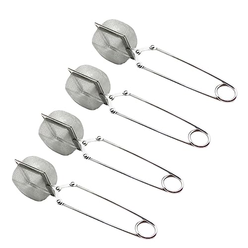 BESTonZON 4 Stück Quadratisches Teesieb Teesiebfilter Aus Edelstahl Tee-diffusor-löffel Snap-tee-ei Leere Teebeutel Tee-ei-filter Tee Steiler Rostfreier Stahl Gewürzbällchen Kleiner Kaffee von BESTonZON