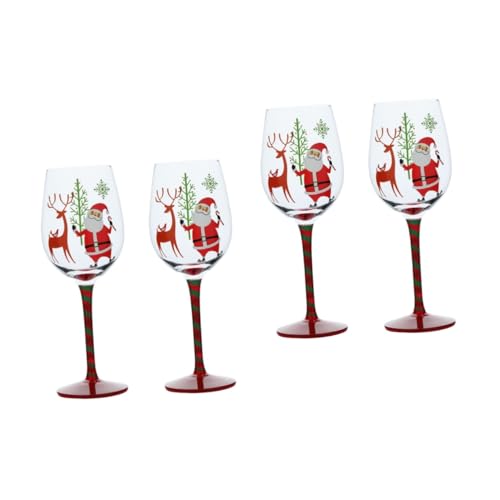 BESTonZON 4 Stück Gefälligkeiten Für Weihnachtsfeiern Weihnachtsbaum Weingläser Stielbecher Weihnachtsgläser Mit Stiel Riesling-gläser Kelchbecher Trinken Geschenk Glas Kristallgläser Einzel von BESTonZON