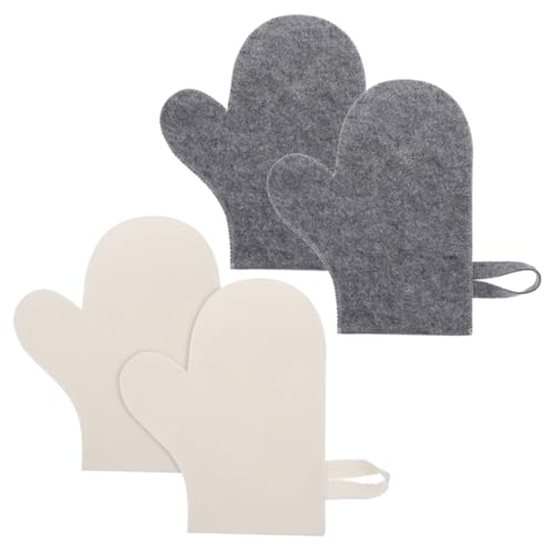 BESTonZON 4 Stück Teiliges Filz Saunahandschuhe Dicke Wasserabsorbierende Hitzebeständige Sauna Fäustlinge für Hand und Hautschutz Atmungsaktiv Langlebig für Sauna und Dampfbad von BESTonZON