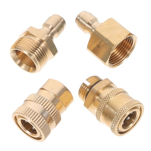 BESTonZON 4 Stück Teiliges Hochdruckreiniger Schlauchadapter Langlebige Schnellkupplungen Robuste Messing Aluminiumanschlüsse Wiederverwendbar Einfache Verbindung für Effiziente Reinigung von BESTonZON