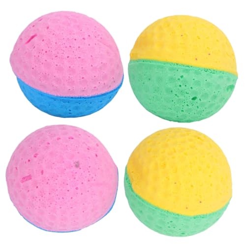 BESTonZON 4 Stück Teiliges Katzenspielzeug Latex Schwammkugeln Bunte Weiche Bälle Stimulieren Natürliche Instinkte Fördern Krallenpflege für Katzen Drinnen Zufällige Farbe Zufällige Farbe von BESTonZON