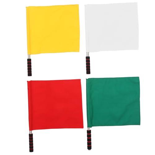 BESTonZON 4 Stück Teiliges Schiedsrichter Handsignal Flaggenset aus Rostfreiem Stahl in Rot Gelb Grün und Weiß Leichte Sport Signalflaggen für Spielleitung und BESTonZON 4 Stück Teiliges Schiedsrichter Handsignal Flaggenset aus Rostfreiem Stahl in Rot Gelb Grün und Weiß Leichte Sport Signalflaggen für Spielleitung und von BESTonZON