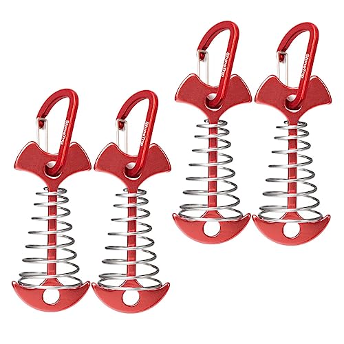 BESTonZON 4 Stück Teiliges Zeltheringe mit Federhaken Aluminium Camping Zubehör für Zelte Sonnensegel und Holzplatten Leicht und Tragbar für Outdoor von BESTonZON