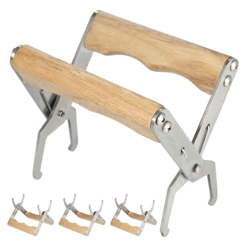 BESTonZON 4-teiliges Bienenzucht-Rahmenheber-Werkzeug, Edelstahl-Bienenstock-Rahmengriff mit Holzgriffen für Imker, Bienenstock-Management-Zubehör von BESTonZON