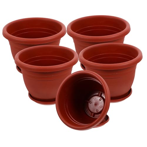 BESTonZON 5 Sätze Runde Pflanztöpfe mit Abfluss Große Dickwandige Pflanzgefäße Robustem Atmungsaktiv und Kratzfest für Zimmer und Gartenpflanzen Durchmesser Höhe von BESTonZON