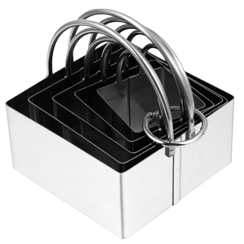 5 St¨¹ Edelstahl Quadratische Kuchen Ringform Ausstecher Set mit Griff Keks Backformen Kuchen Mousse Form zum Backen von BESTonZON