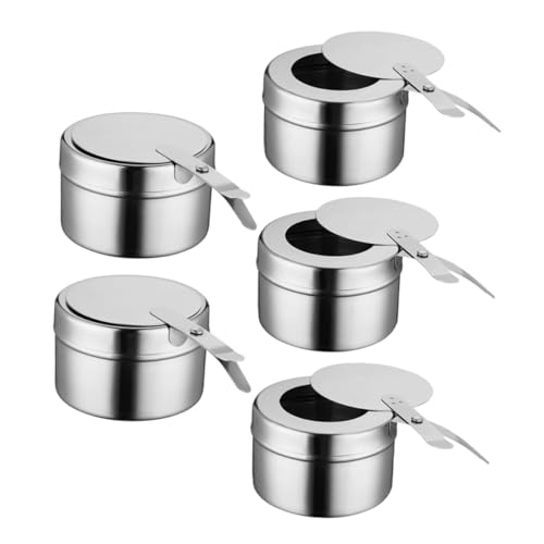 BESTonZON 5 Stück Teiliges Brennpastenhalter mit Sicherheitsdeckel Kompakter Langlebiger Brennstoffbehälter für Chafing Dish für Camping Grillen und Outdoor Kochen von BESTonZON