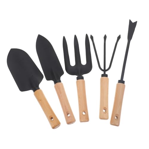 BESTonZON 5 Stück Teiliges Gartengeräte Set aus Robustem Kohlenstoffstahl mit Holzgriff Inklusive Breiter und Schmaler Schaufel Gartenrechen Lockergabel und Wurzelstecher Leicht und BESTonZON 5 Stück Teiliges Gartengeräte Set aus Robustem Kohlenstoffstahl mit Holzgriff Inklusive Breiter und Schmaler Schaufel Gartenrechen Lockergabel und Wurzelstecher Leicht und von BESTonZON