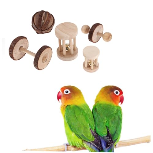 BESTonZON 5 Stück Teiliges Holz Kauspielzeug für Kaninchen Hamster Meerschweinchen Papageien Natürliche Holzhanteln mit Glocken Zahnpflege Zahnabnutzung und Aktivitätsförderung BESTonZON 5 Stück Teiliges Holz Kauspielzeug für Kaninchen Hamster Meerschweinchen Papageien Natürliche Holzhanteln mit Glocken Zahnpflege Zahnabnutzung und Aktivitätsförderung von BESTonZON