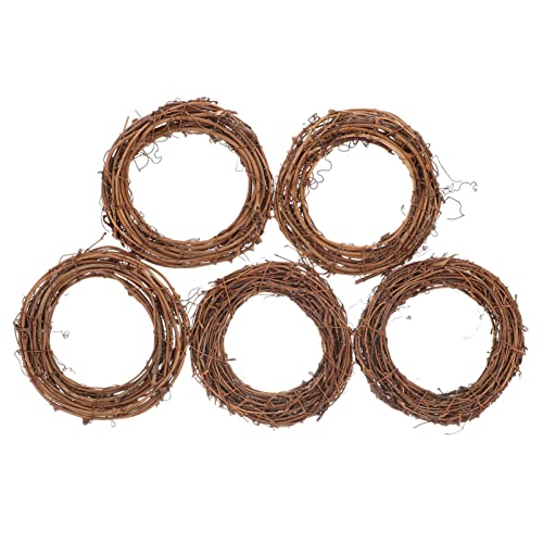 BESTonZON 5 Stücke Rebenkranz Weidenkranz Rohling Grapevine Kranz Türkranz Wandkranz Bastelkranz Rattan Kranz Naturkranz DIY Kranz Holz Deko Ornament für Weihnachten Party Rustikale Dekoration 15cm von BESTonZON