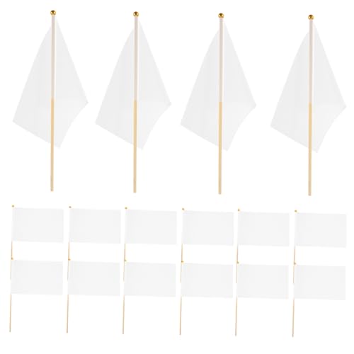 BESTonZON 50 Stück Kleine Handgehaltene Schiedsrichterfahnen Weiße Polyester Handflaggen Wetterfest für Sportwettkämpfe und Verkehrszeichen für Heimdeko und Partys von BESTonZON