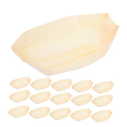 BESTonZON 50 Stück Lunchbox in Form Eines Sushi-Bootes Restaurant Planke Größe Aufschlag Für Teller Sushi -serviergericht Boot-Snack-tablett Platte Party Sushi Serviertablett Boot Holz Beige von BESTonZON