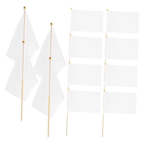 BESTonZON 50 Stück Mini Handfahnen Weiß Signal und Schiedsrichterflaggen Handgehaltene Wurf und Partyfahnen für Sportveranstaltungen und Feierlichkeiten von BESTonZON