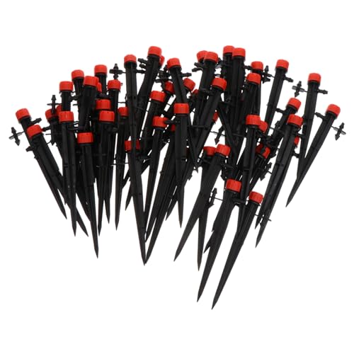 BESTonZON 50 Stück Teiliges Bewässerung Tropfsystem mit Verstellbarem Wasserdurchfluss Micro Sprinkler für Garten Topfpflanzen Hochbeete Automatische Bewässerung Rot mit Doppelhaken von BESTonZON