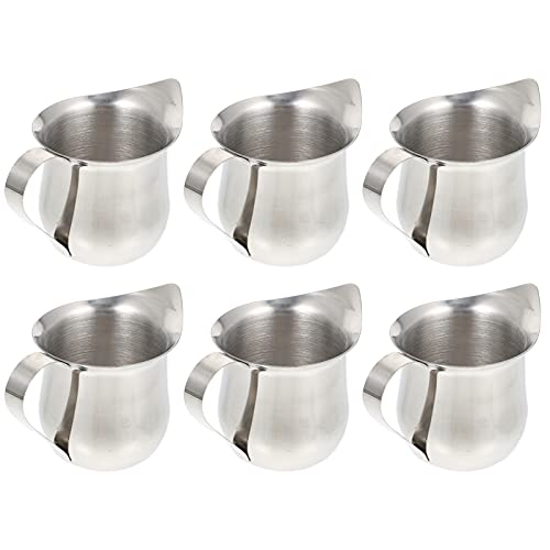 BESTonZON Terrarien 6 Pack 3 Unzen Glocke Creamers 90Ml Edelstahl Breiten Mund Creamer Krug mit Gießen Auslauf für Creme Milch& Sauce Restaurant Cafés Zu Hause Verwendet von BESTonZON