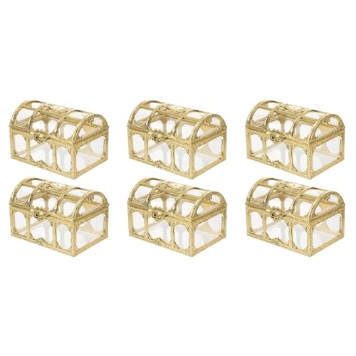 BESTonZON 6 Stk Piratenschatztruhe klare Schatztruhe kleiner Schatz Vintage-Stämme Juwelen aufbewahrungsdose storage boxes Schmuck Spielzeug Glas Preis- Geschenkbox schmücken Kind Kristall von BESTonZON