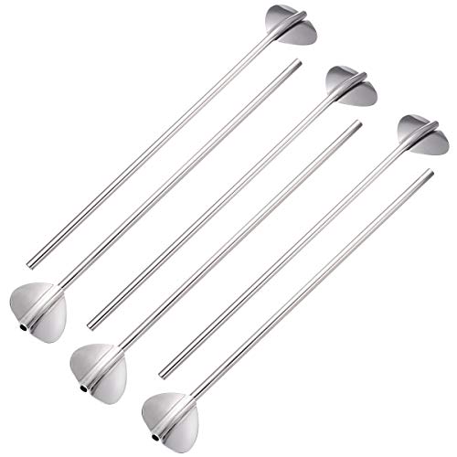 6 Stück Edelstahl Herzform Metall Trinkhalm wiederverwendbare Strohhalme Cocktail Löffel Set (Herzform) von BESTonZON