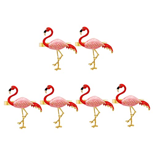 BESTonZON 6St Flamingo Serviettenschnalle Flamingo-Haarschmuck rosa Geschirr weihnachtsdeko weihnachtsservietten Tischdekoration dekorativer Serviettenring Halloween Dekorationen Tier Vogel von BESTonZON