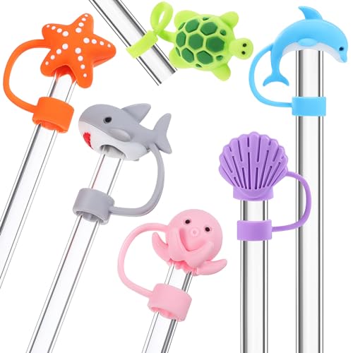 BESTonZON 6 Stück Silikon-Trinkhalm-Abdeckkappen Entzückende Tragbare Strohhalm-Spitzen-Abdeckung Für 10-Mm- Silikon-Strohhalm-Spitzen (Haifisch + Delphin + Schildkröte + Oktopus BESTonZON 6 Stück Silikon-Trinkhalm-Abdeckkappen Entzückende Tragbare Strohhalm-Spitzen-Abdeckung Für 10-Mm- Silikon-Strohhalm-Spitzen (Haifisch + Delphin + Schildkröte + Oktopus von BESTonZON