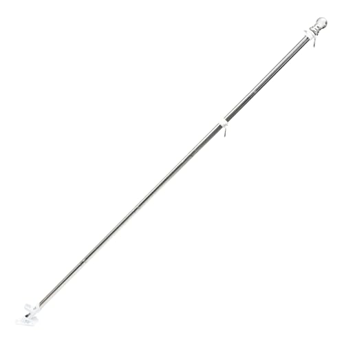 BESTonZON 6 Stück Teiliges Edelstahl Fahnenmast Set Rostfrei mit Weißem Bodenhalter und Halterungen für Garten Balkon Außen Geeignet von BESTonZON