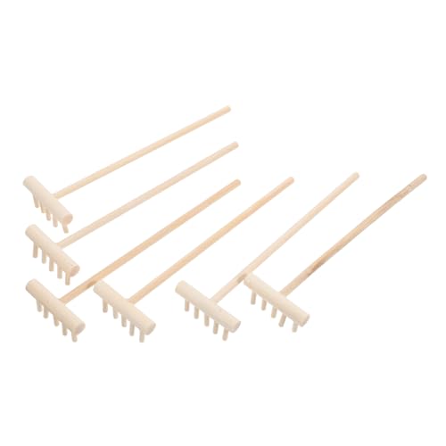 BESTonZON 6 Stück Teiliges Mini Gartenrechen aus Robust und Leicht für Sandkästen Miniatur Gartendekoration Tragbar für Drinnen und Draußen für Sandkunst und Zen Garten Muster von BESTonZON