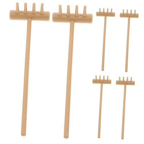 BESTonZON 6stücke Mini Rechen Zen Tisch Miniatur Rechen DIY Landschafts Kleinrechen Schreibtisch Mikrorechen Zubehör Werkzeuge von BESTonZON