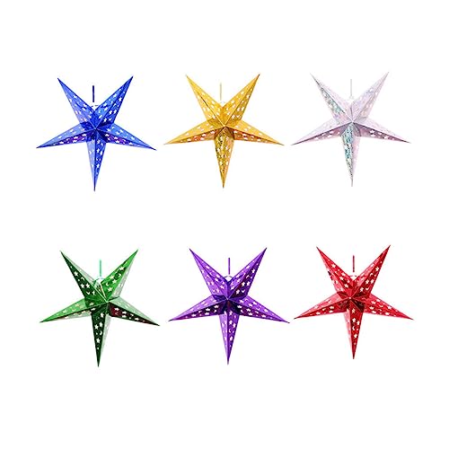 BESTonZON 6St Stern zum Aufhängen aus Papier hängende Sternennachtlampe Weihnachtsdekorationen Lampenschirm hängende Ornamente aus Papiersternen Lampenzubehör Schirm von BESTonZON